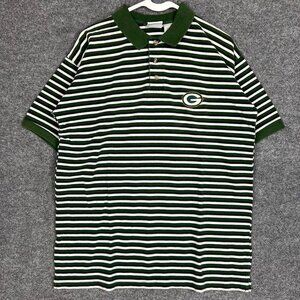 Vintage‎ 90s Striped Green Bay Packers Men's Short Sleeve Polo Shirt L